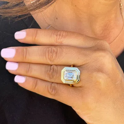 Pre-owned Knr Gia Certified 14k Solid Yellow Gold Emerald Cut Diamond Engagement Ring 3.00ct In White