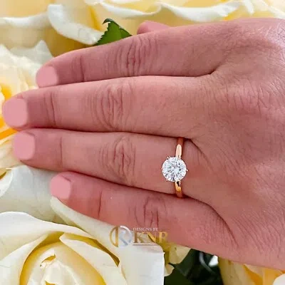 Pre-owned Knr Inc 14k Solid Rose Gold Round Cut Moissanite Engagement Ring Solitaire 1.20ctw In Pink