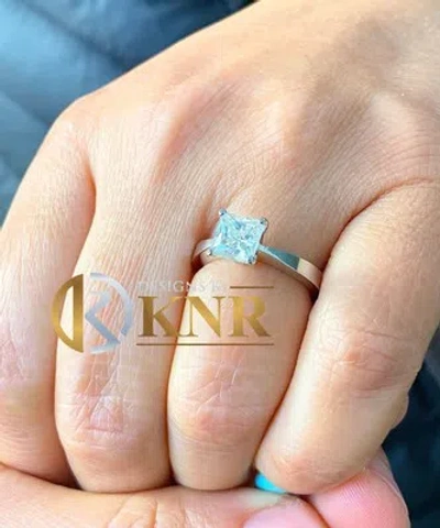 Pre-owned Knr Inc 14k White Gold Princess Forever One Moissanite Diamond Engagement Ring 1.20ctw