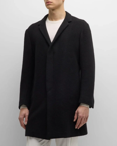 Knt Men's Concealed-front Topcoat In Black