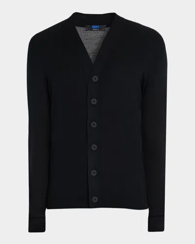 Knt Men's Cotton Knit Cardigan In Black