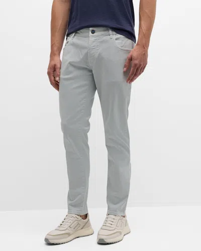 Knt Men's Grey Denim Slim 5-pocket Trousers In Light Grey
