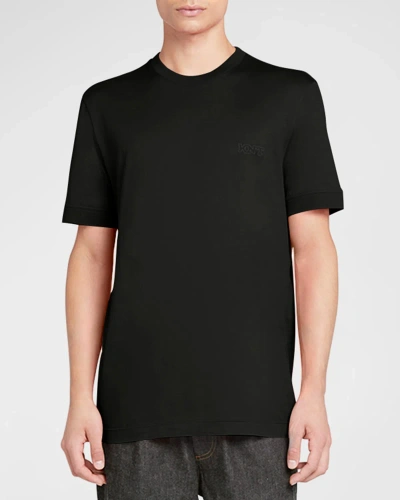 Knt Men's Outline Logo Crewneck T-shirt In Black