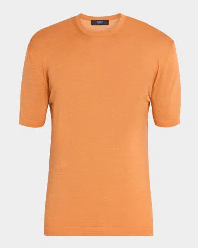 Knt Men's Slim Wool And Silk Knit Crewneck T-shirt In Orange
