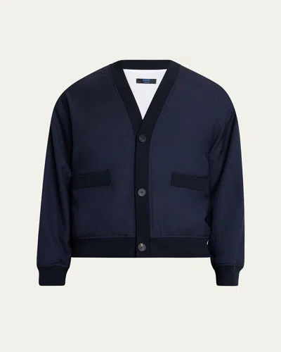 Knt Men's Wool Blouson Jacket In Navy