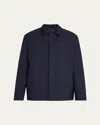 Knt Men's Wool Hidden Button-front Bomber Jacket In Blue