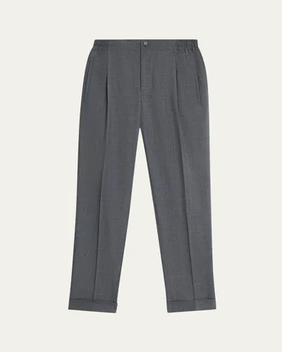 Knt Men's Wool Sharkskin Stretch Pleated Trousers In Multi