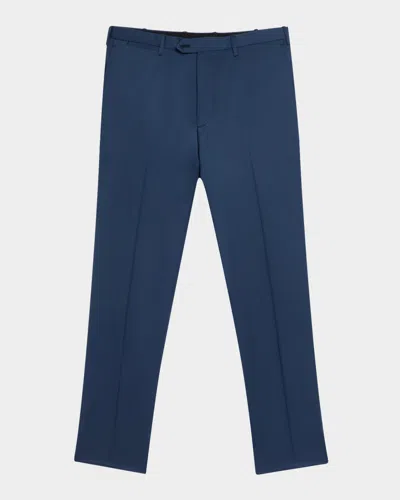Knt Men's Wool Straight Fit Five-pocket Pants In Blu