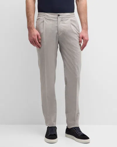 Knt Men's Wool Stretch Pleated Trousers In Grey