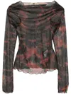 Knwls Abstract-pattern Mesh Top In Black