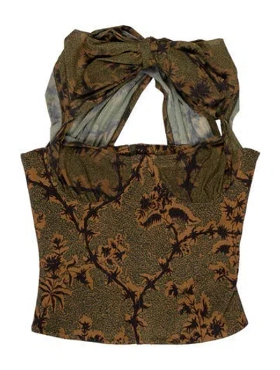 Pre-owned Knwls Animal Print Cowl Neck Top In Brown