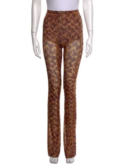 Pre-owned Knwls Animal Print Flared Pants In Multicolor