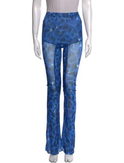Pre-owned Knwls Animal Print Straight Leg Pants In Blue