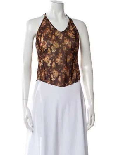 Pre-owned Knwls Animal Print V-neck Top In Blue