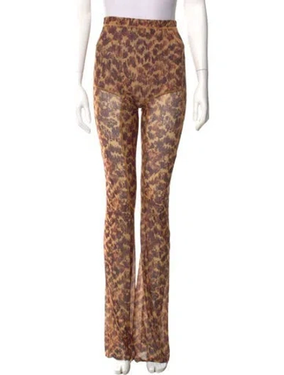 Pre-owned Knwls Animal Print Wide Leg Pants In Gold
