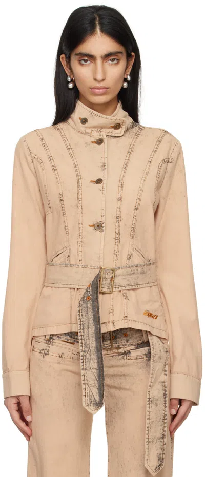 Knwls Beige Issa Denim Jacket In Buff