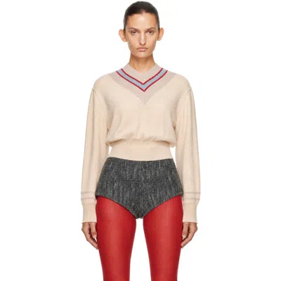 Knwls Beige Nora V Neck Sweater In Neutral