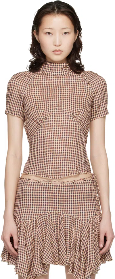 Knwls Beige Tess Blouse In Brown