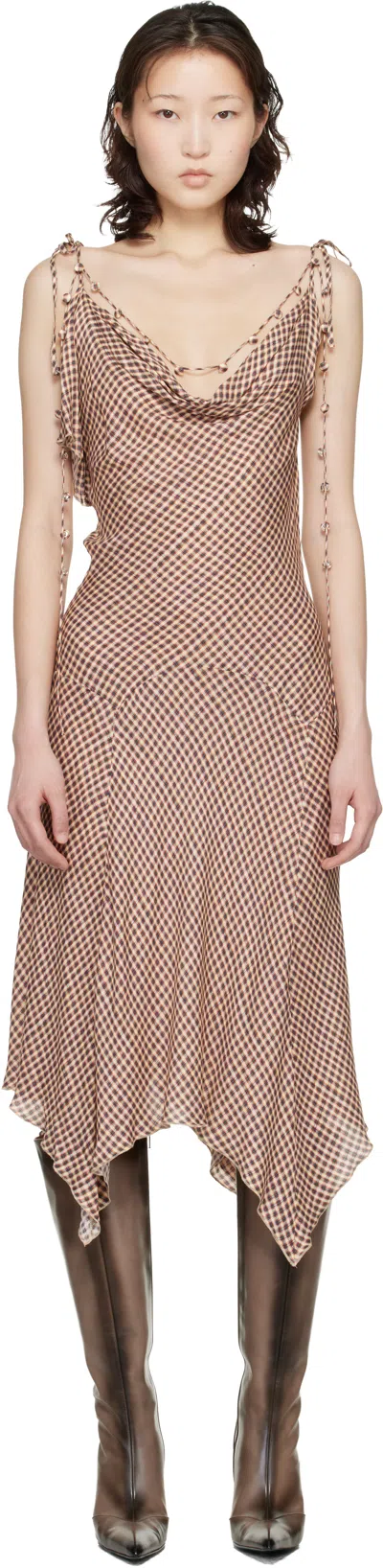 Knwls Beige Tess Midi Dress In Brown