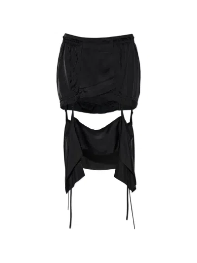 Knwls Beth Layered-panel Skirt In Black