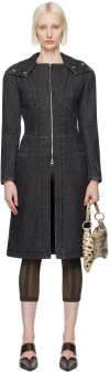 Knwls Black Alice Denim Coat In Washed Black