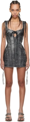 Knwls Black Nihil Leather Minidress In Moto Black