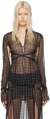 Knwls Modular Cut-out Sheer Shirt In Moto Check Black