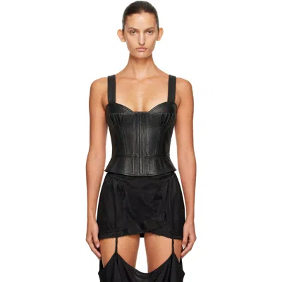 Knwls Black Victoria Corset Leather Top