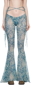 Knwls Glimmer Graphic-print Flared Trousers In Spikewall