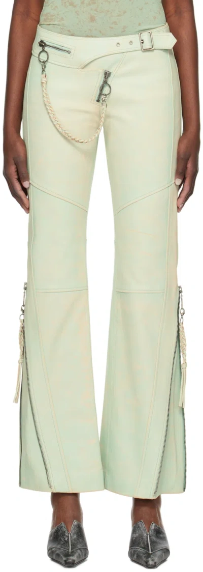 Knwls Blue Nihil Leather Trousers In Moto Teal