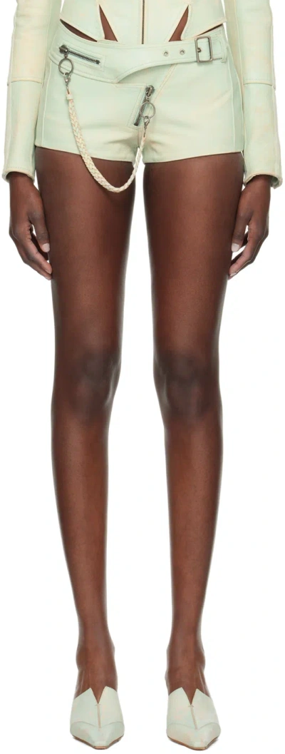 Knwls Blue Nihil Leather Shorts In Moto Teal