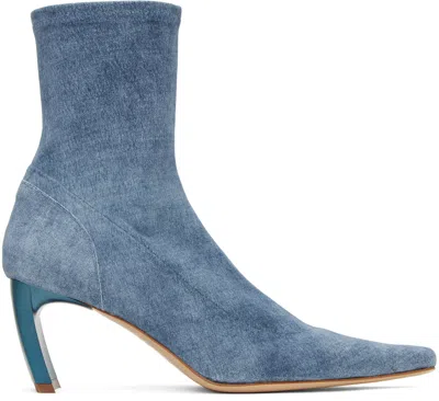 Knwls Blue Serpent Boots In Blue Wash