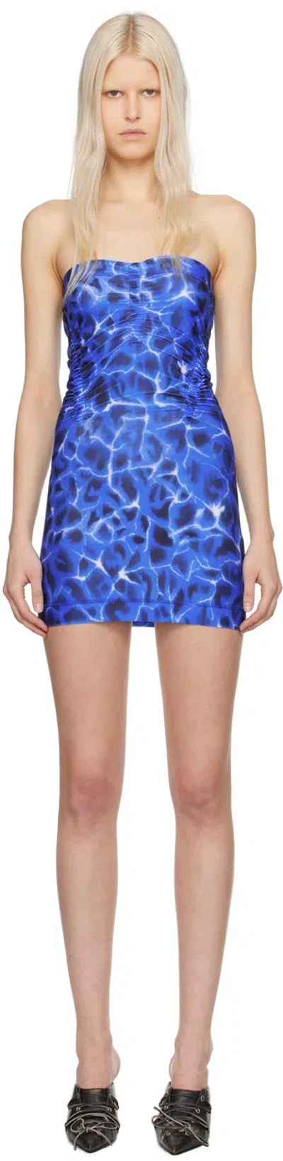 Knwls Blue Skinn Minidress In Aqua Leo