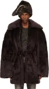 Knwls Brown Baby Shearling Coat In Brown