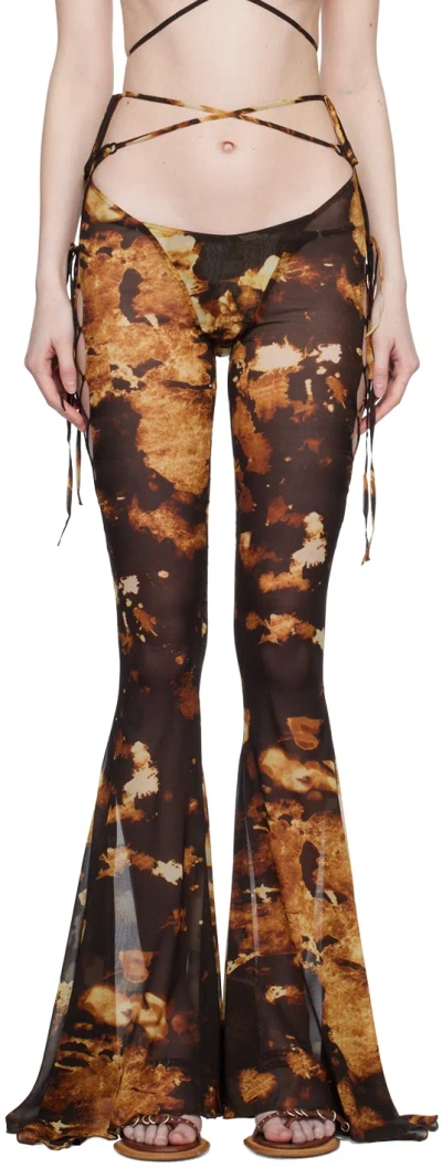 Knwls Printed Low-rise Flared Pants In Starlight
