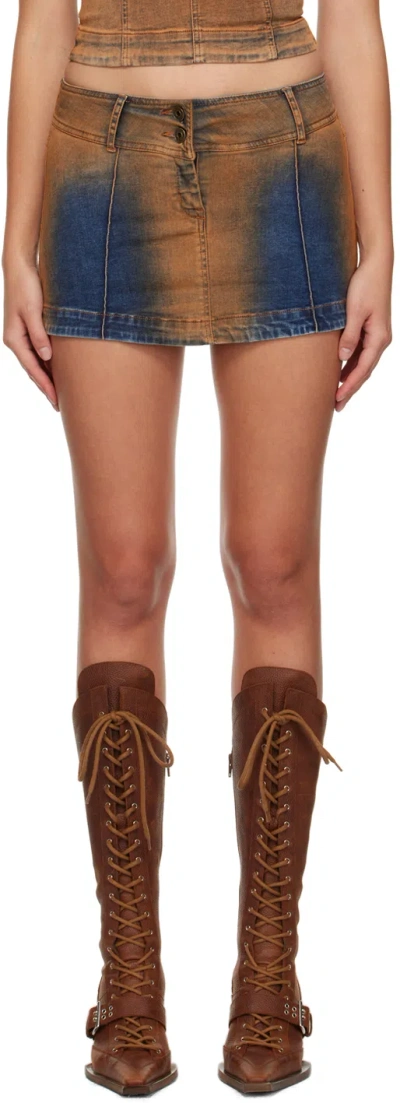KNWLS BROWN HARLEY DENIM MINISKIRT