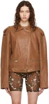 Knwls Brown Juku Grained Leather Jacket In Brown
