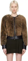 Knwls Brown Mace Shearling Jacket In Midnight Mix