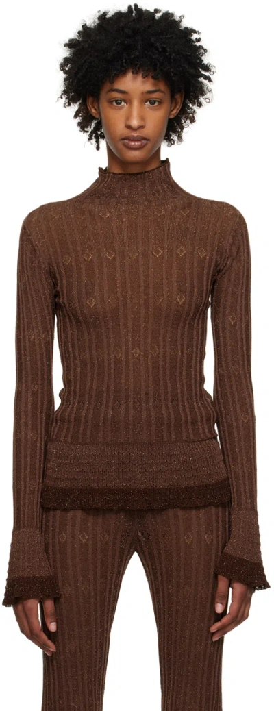 Knwls Brown Nexx Turtleneck In Darkglitter