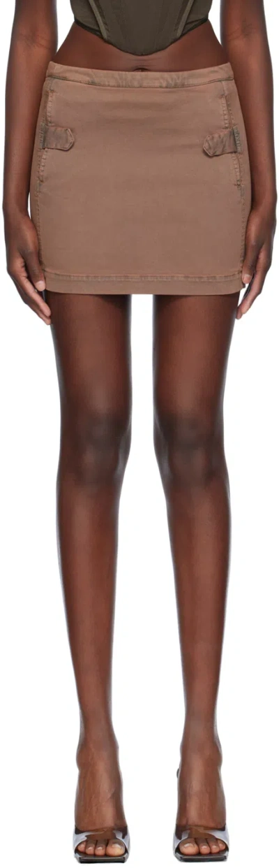 Knwls Brown Shiv Denim Miniskirt In Sky Brown