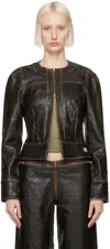 Knwls Brown Slk Learther Jacket In Brown