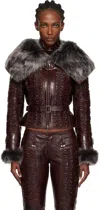 Knwls Brown Smocked Leather Jacket In Brown
