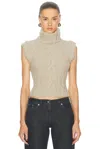Knwls Cable Vest In Almond