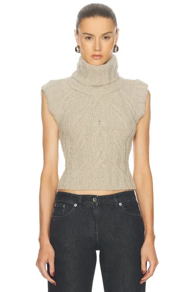 Knwls Cable Vest In Almond