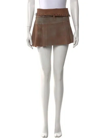 Pre-owned Knwls Calf Leather Mini Skirt In Neutral