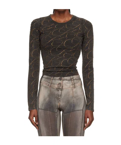 Knwls Cally Studded Long Sleeve Top In Black