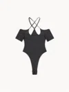 Knwls Gray Chk Bodysuit In Dark Grey