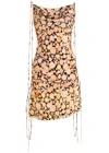 Knwls Coil Floral-print Ruched Mini Dress In Multicoloured