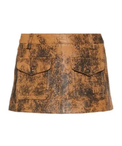 Knwls Distressed Leather Miniskirt In Multi