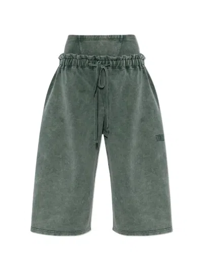 Knwls Drawstring-fastening Ruffled Track Pants In Green